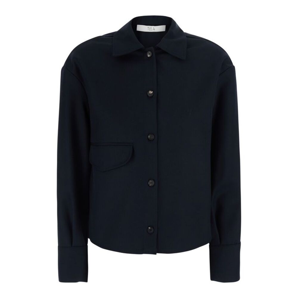 Tela Women 'Britt' Blue Sweater With Classic Collar In Blend Wool For Women